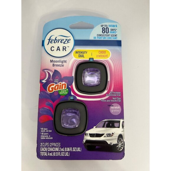 4 Packs Febreze Car Truck Vent Clips Moonlight Breeze Air Fresheners Gain Scent - Picture 3 of 4